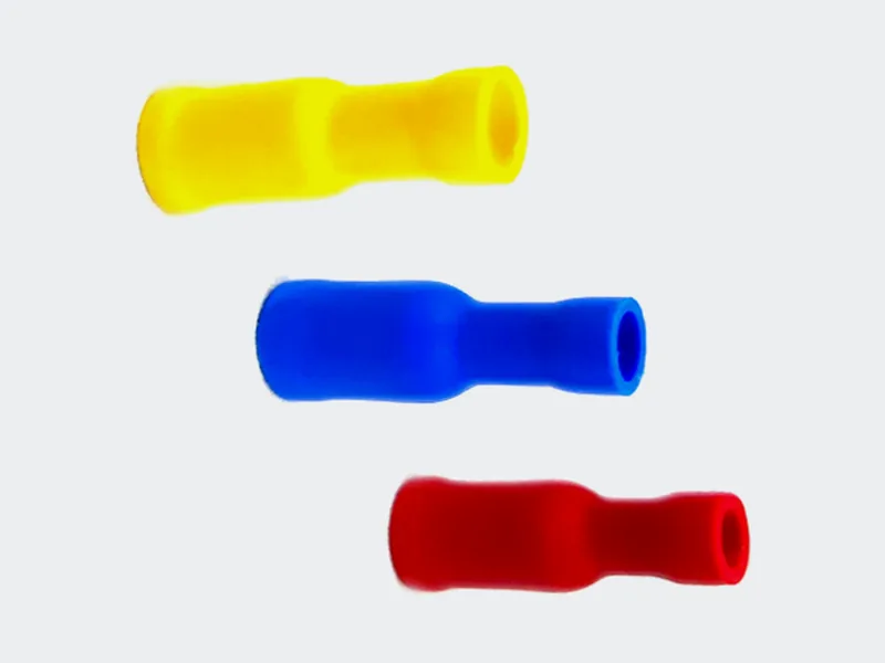 Espigas hembra en amarillo, azul y rojo